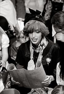 Arlene Agus chanting megillah on Purim