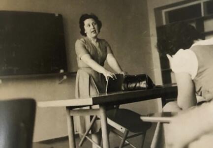 Alice Shalvi Teaching at Hebrew University - woman standing behind a desk