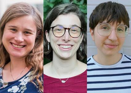 Collage of headshots of three people