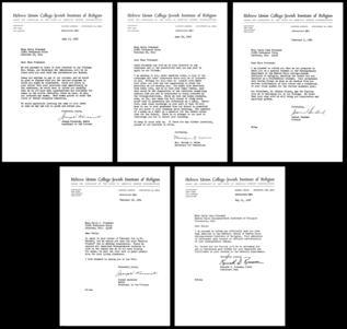 Letters to Sally Priesand from HUC-JIR, June 17, 1963-May 14, 1968