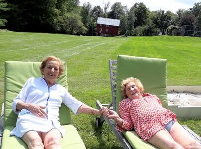 Mimi Lieber with Ruth Morris by Mimi's Pond