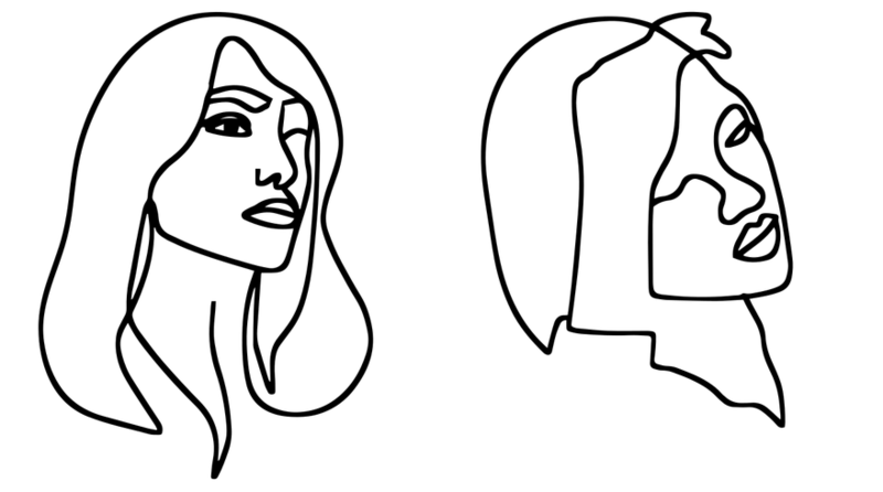 Line Drawings of Two Women's Faces Index Image