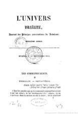 Cover of French-Jewish journal L'Univers Israélite de France (volume 9, published in 1853)