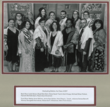 a photo of fourteen people wearing prayer shawls
