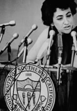 Barbara Myerhoff at Conference on Youth, Press Conference, 1969 Barbara Myerhoff at Conference on Youth, Press Conference, 1969