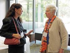 color photograph of a two women speaking