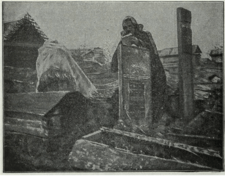 black and white photograph of a woman measuring a grave in Russia