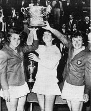 Julie Heldman and Teammates with the Federations Cup, 1966