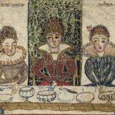 Vashti sits at the head of a banquet table, with the words, "Vashti the queen also had a feast for the women."