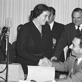 Golda Meyerson (Meir) and Moshe Shertok (Sharett), May 14, 1948