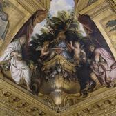 A painting of Titus, right, and Berenice, left, in the Salon de Venus in the Palace of Versailles