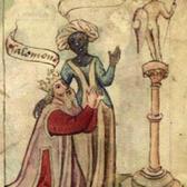 King Solomon and Queen of Sheba as depicted in an illuminated manuscript of Speculum Humanae Salvationis.