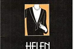 A black cover with an inset illustration of a woman’s torso, wearing a shirt with a deep bow collar, and a string of pearls.