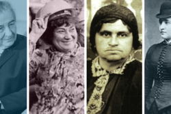 Composite image of Golda Meir, Bertha Pappenheim, Sarah Schenirer, and Bella Abzug