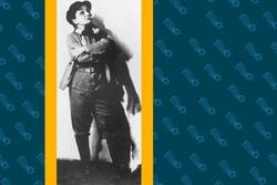 Collage with Image of Molly Picon from "Yidn Mitn Fidl," Background of Wallpaper of Shooting Stars