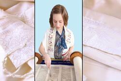Photo Collage of Amelia Posner-Hess reading Torah at her Bat Mitzvah