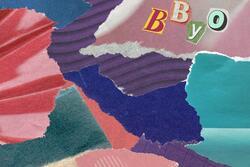 Collage with lots of bright colors and the words "BBYO"