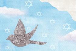 Collage of Twitter bird on blue sky background