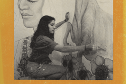 The cover of Bridges, featuring a list of contributers, an article on the "Break the Silence Mural Project," and a photograph of Susan Greene painting