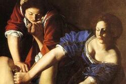 "Judith Slaying Holofernes" by Artemisia Gentileschi, circa 1614-20 (cropped).