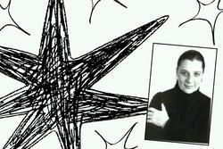 Collage of Blu Greenberg with a drawn asterisk in the background