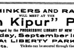 Advertisement for "'Yom Kipur Picnic" Organized by Emma Goldman and her Colleagues