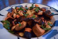 Pomegranate Glazed Vegetables, Final Plating Photo