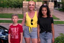 Diesel La Torraca as Austin, Brianne Howey as Georgia, and Antonia Gentry as Ginny in Ginny & Georgia