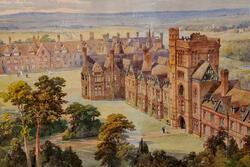 Water color of Girton College, Cambridge