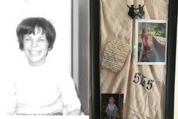 Collage of old photo of author's grandmother and her brisket recipe in a frame