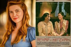 Sabina Vajraca and a poster from Sevap/Mitzvah