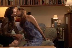 Film still from Kissing Jessica Stein: two women kissing