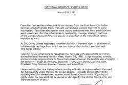 President Carter's Proclamation of National Women's History Week