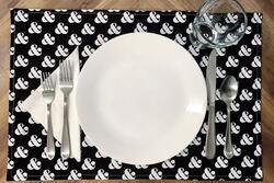 Place setting with "&"-Themed Placemat