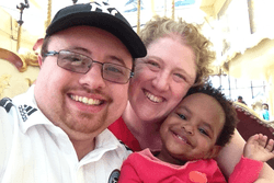 Rabbi Tziona Szajman, Timothy Olivieri, and Daughter Eliyana