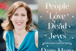 Headshot of Dara Horn and picture of book cover