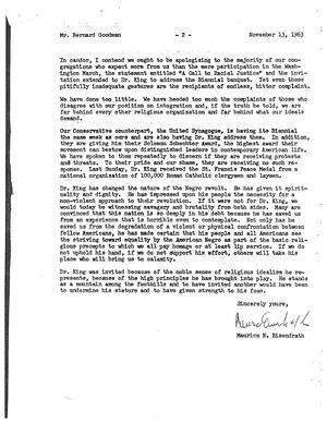 Letter from Rabbi Eisendrath to Bernard Goodman, November 13, 1963, page 2 of 2