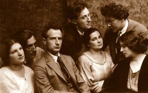 Three women and four men sitting together