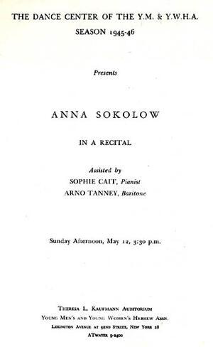 Anna Sokolow's Recital at New York's 92nd Street Y, circa 1945, Page 1