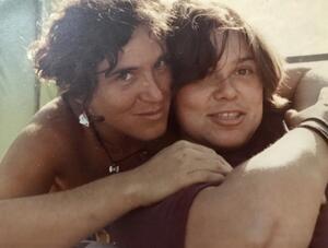 photograph of two woman embracing
