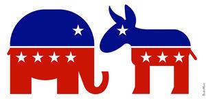 Republican Elephant and Democrat Donkey