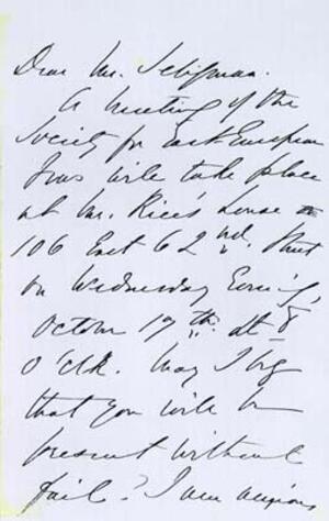 Letter to E.R.A. Seligman from Emma Lazarus, page 1 