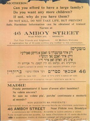 Flyer for the Brownsville Birth Control Clinic, 1916