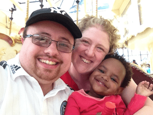 Rabbi Tziona Szajman, Timothy Olivieri, and Daughter Eliyana