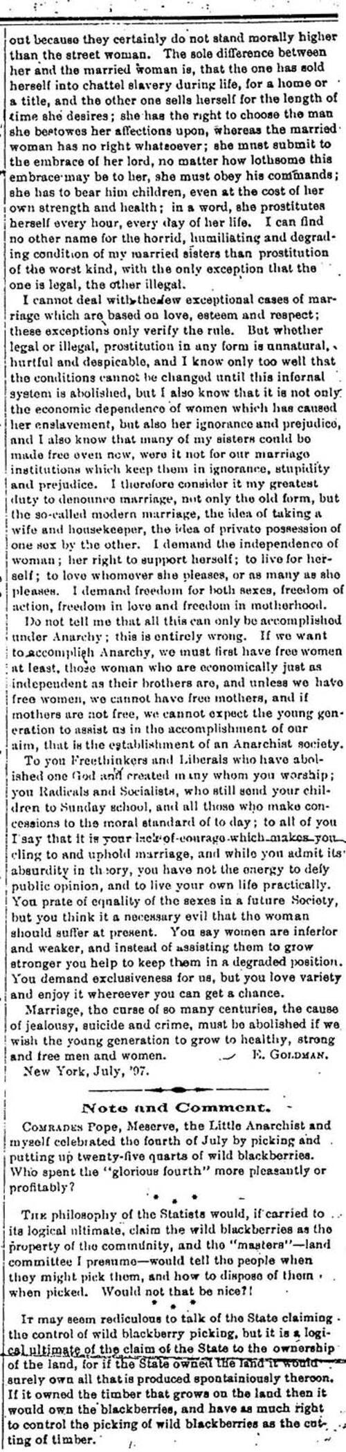 Emma Goldman on Marriage, 1897, page 3
