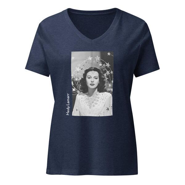 Hedy Lamarr V-Neck - Heather Navy