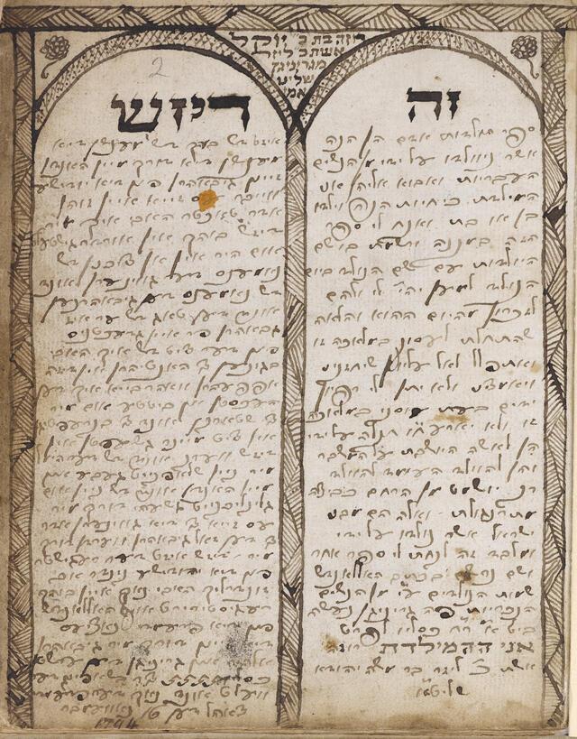 Title page of the Register of a Jewish Midwife by Roza, 1700s