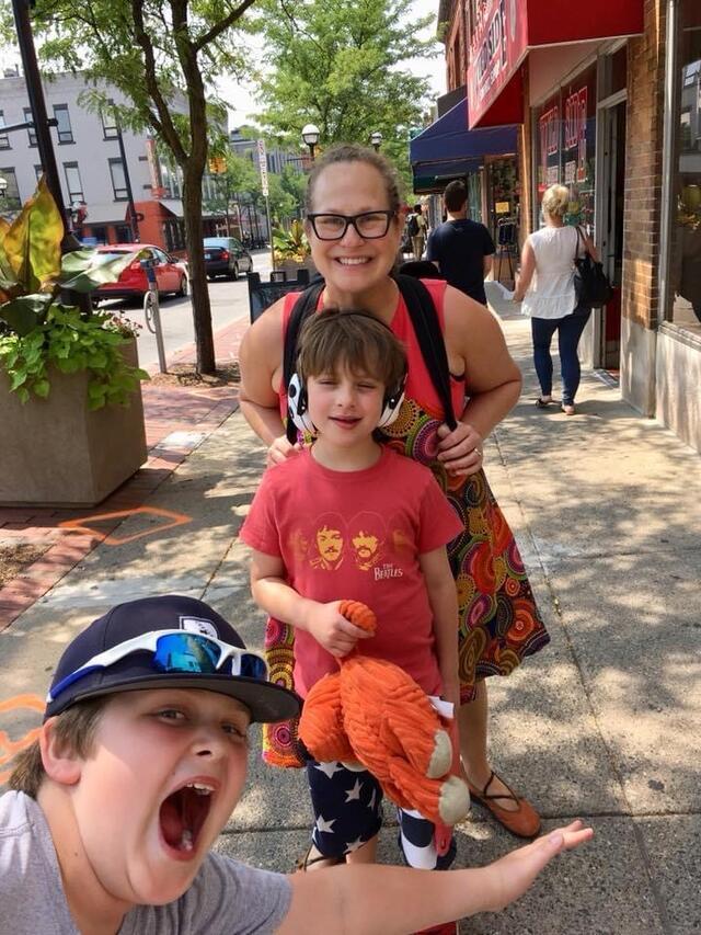 Rachel Kest with her two children