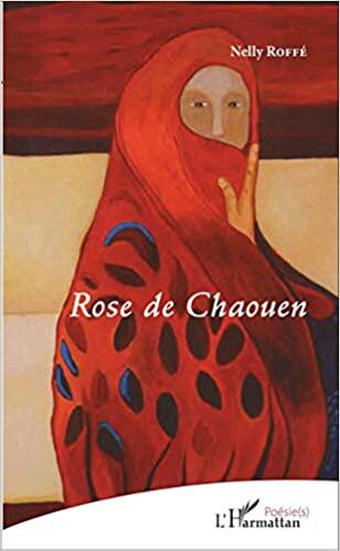 a painting of a woman in red and blue robes and a red headscarf, pulling it over to cover her mouth.