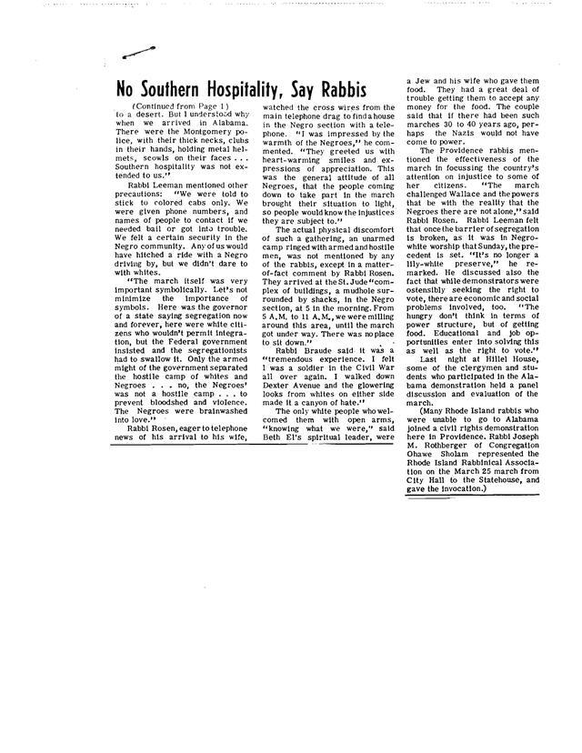Rabbis March in Alabama, April 2, 1965, Page 2 of 2
